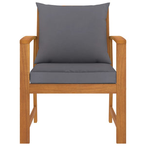vidaXL Garden Chairs 2 pcs. with Dark Grey Cushion Solid Acacia Wood