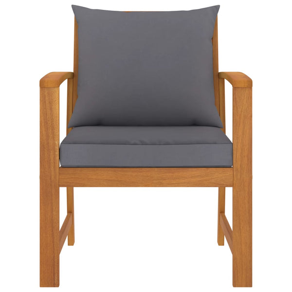 vidaXL Garden Chairs 2 pcs. with Dark Grey Cushion Solid Acacia Wood