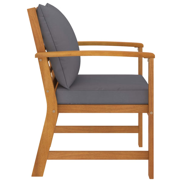 vidaXL Garden Chairs 2 pcs. with Dark Grey Cushion Solid Acacia Wood
