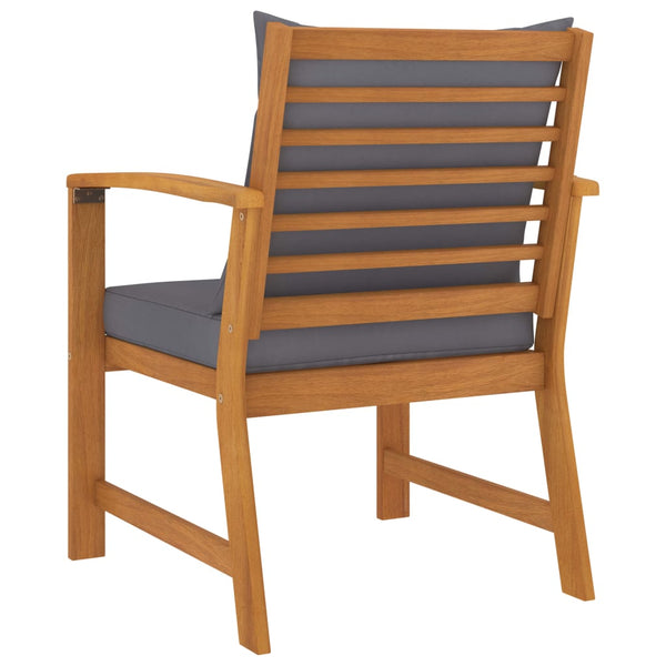 vidaXL Garden Chairs 2 pcs. with Dark Grey Cushion Solid Acacia Wood