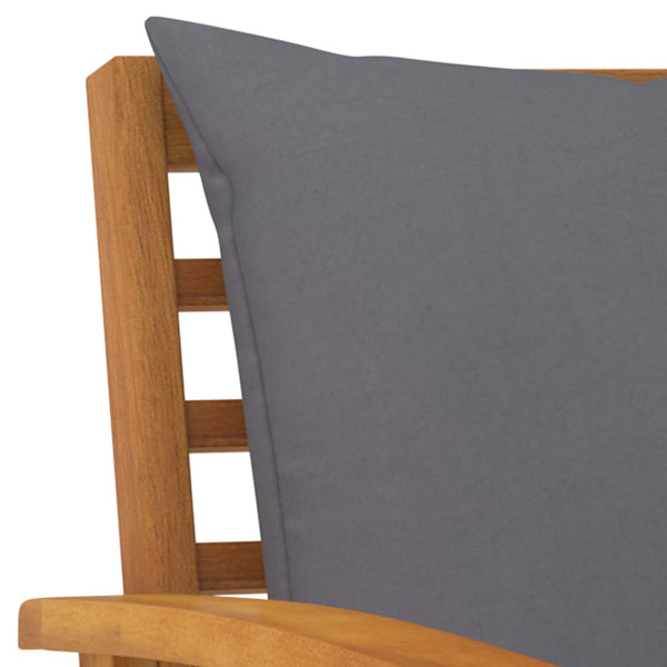vidaXL Garden Chairs 2 pcs. with Dark Grey Cushion Solid Acacia Wood