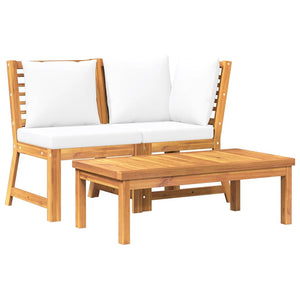 vidaXL 3-piece Garden Lounge Set with Cream Cushions Solid Acacia Wood