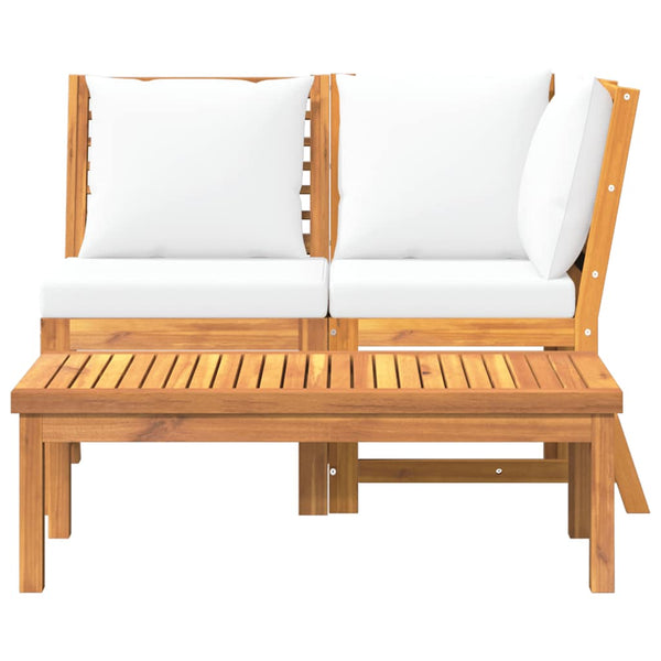vidaXL 3-piece Garden Lounge Set with Cream Cushions Solid Acacia Wood