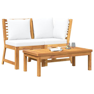 vidaXL 3-piece Garden Lounge Set with Cream Cushions Solid Acacia Wood