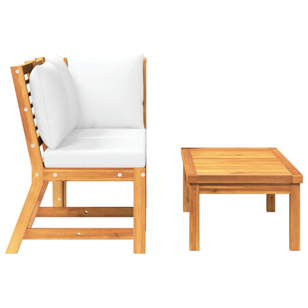 vidaXL 3-piece Garden Lounge Set with Cream Cushions Solid Acacia Wood