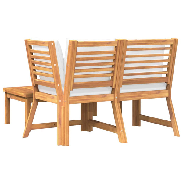 vidaXL 3-piece Garden Lounge Set with Cream Cushions Solid Acacia Wood