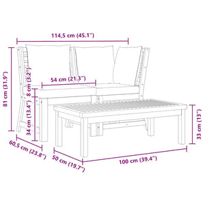 vidaXL 3-piece Garden Lounge Set with Cream Cushions Solid Acacia Wood