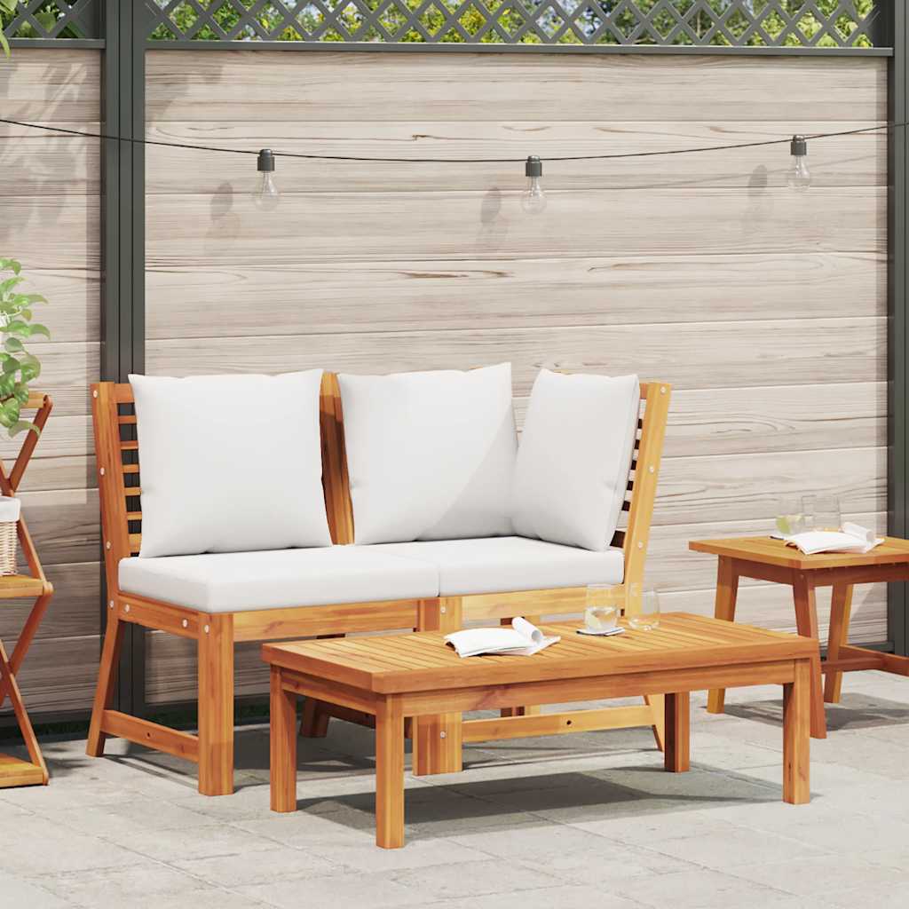 vidaXL 3-piece Garden Lounge Set with Cream Cushions Solid Acacia Wood