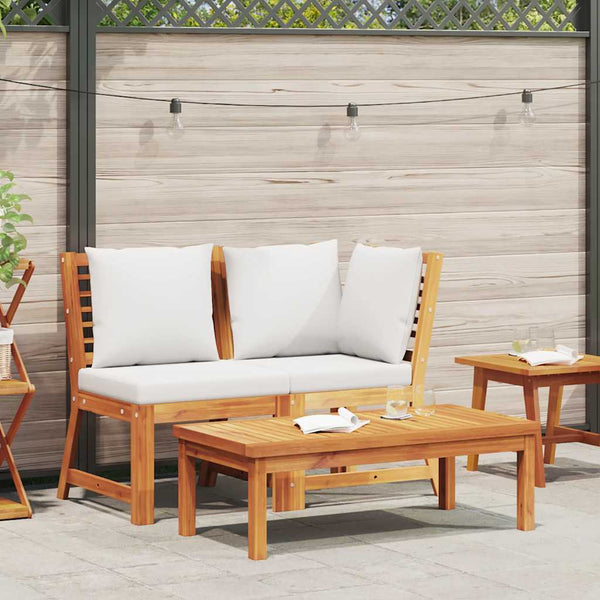 vidaXL 3-piece Garden Lounge Set with Cream Cushions Solid Acacia Wood
