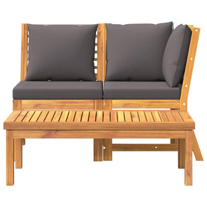 vidaXL 3-Piece Garden Lounge Set with Dark Grey Cushion Acacia Wood