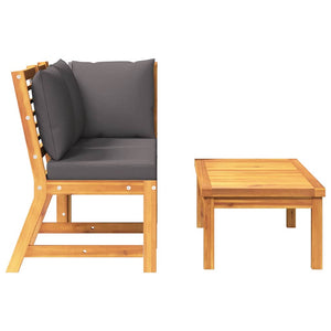 vidaXL 3-Piece Garden Lounge Set with Dark Grey Cushion Acacia Wood