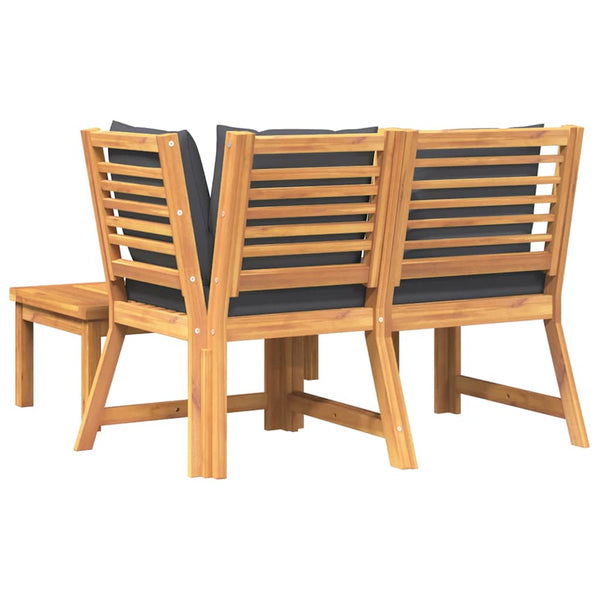 vidaXL 3-Piece Garden Lounge Set with Dark Grey Cushion Acacia Wood