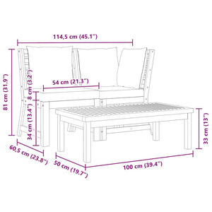 vidaXL 3-Piece Garden Lounge Set with Dark Grey Cushion Acacia Wood