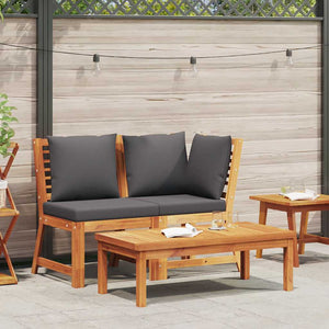 vidaXL 3-Piece Garden Lounge Set with Dark Grey Cushion Acacia Wood