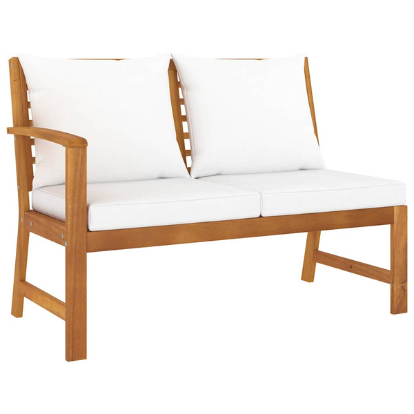 vidaXL Garden Bench 114.5 cm with Cream White Cushions Solid Acacia Wood