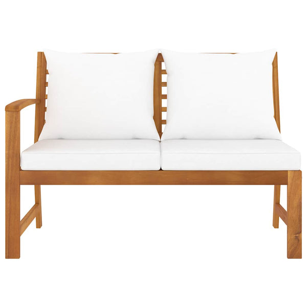 vidaXL Garden Bench 114.5 cm with Cream White Cushions Solid Acacia Wood