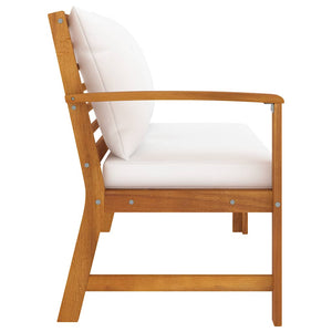 vidaXL Garden Bench 114.5 cm with Cream White Cushions Solid Acacia Wood