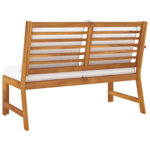 vidaXL Garden Bench 114.5 cm with Cream White Cushions Solid Acacia Wood