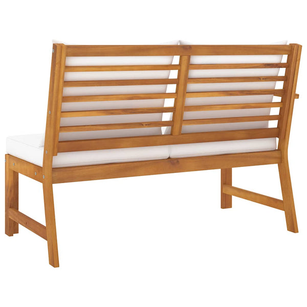 vidaXL Garden Bench 114.5 cm with Cream White Cushions Solid Acacia Wood