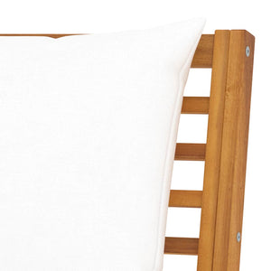 vidaXL Garden Bench 114.5 cm with Cream White Cushions Solid Acacia Wood