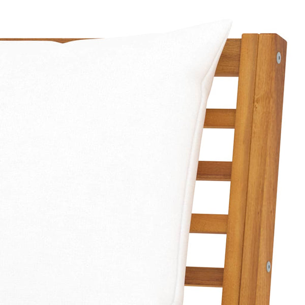 vidaXL Garden Bench 114.5 cm with Cream White Cushions Solid Acacia Wood