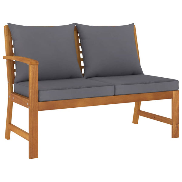 vidaXL Garden Bench 114.5 cm with Dark Grey Cushions Solid Acacia Wood