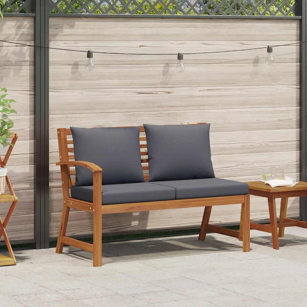 vidaXL Garden Bench 114.5 cm with Dark Grey Cushions Solid Acacia Wood