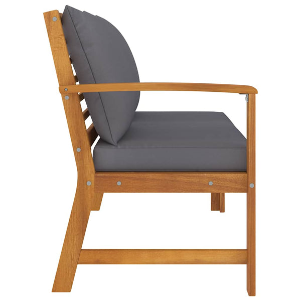 vidaXL Garden Bench 114.5 cm with Dark Grey Cushions Solid Acacia Wood