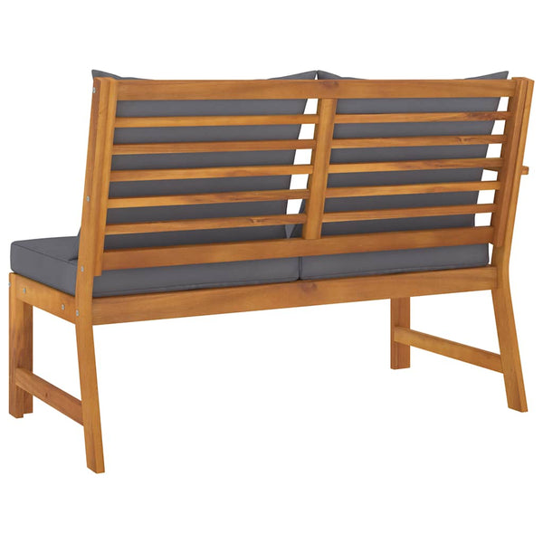 vidaXL Garden Bench 114.5 cm with Dark Grey Cushions Solid Acacia Wood