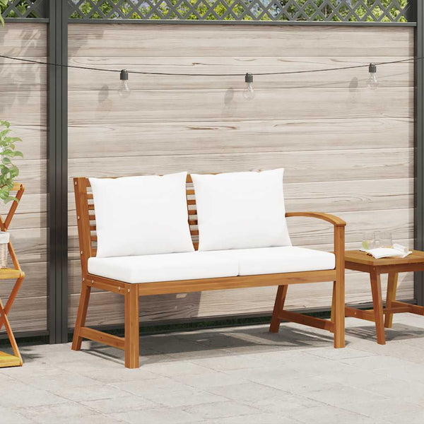 vidaXL Garden Bench 114.5 cm with Cream Cushion Solid Acacia Wood