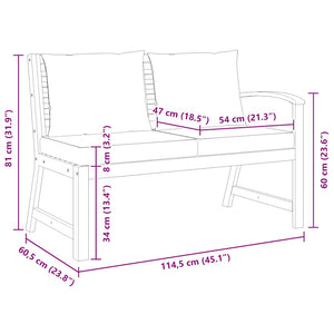 vidaXL Garden Bench 114.5 cm with Cream Cushion Solid Acacia Wood