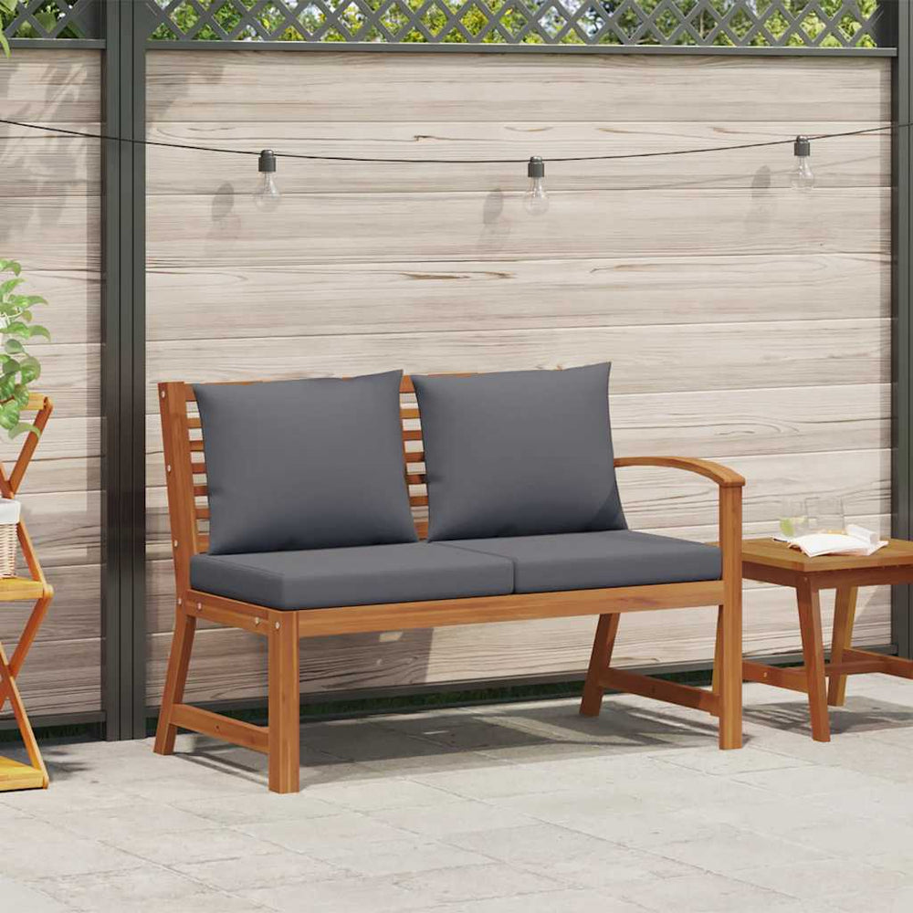 vidaXL Garden Bench 114.5 cm with Dark Grey Cushion Solid Acacia Wood