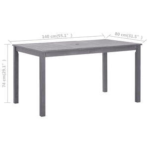 vidaXL Garden Table Grey 140x80x74 cm Solid Acacia Wood