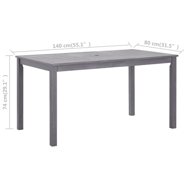 vidaXL Garden Table Grey 140x80x74 cm Solid Acacia Wood