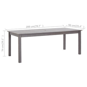vidaXL Garden Table Grey 200x90x74 cm Solid Acacia Wood