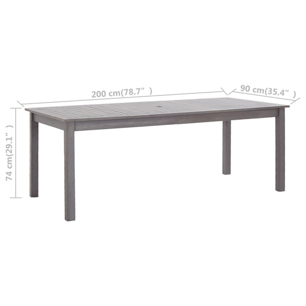 vidaXL Garden Table Grey 200x90x74 cm Solid Acacia Wood