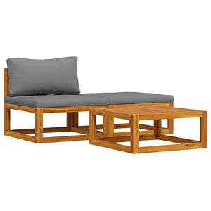 3-tlg. Garten-Lounge-Set mit Kissen Massivholz Akazie