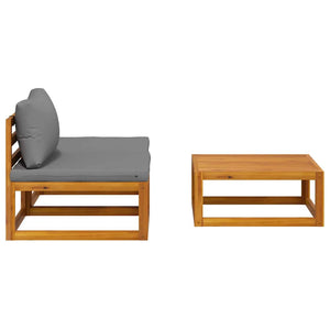 3-tlg. Garten-Lounge-Set mit Kissen Massivholz Akazie