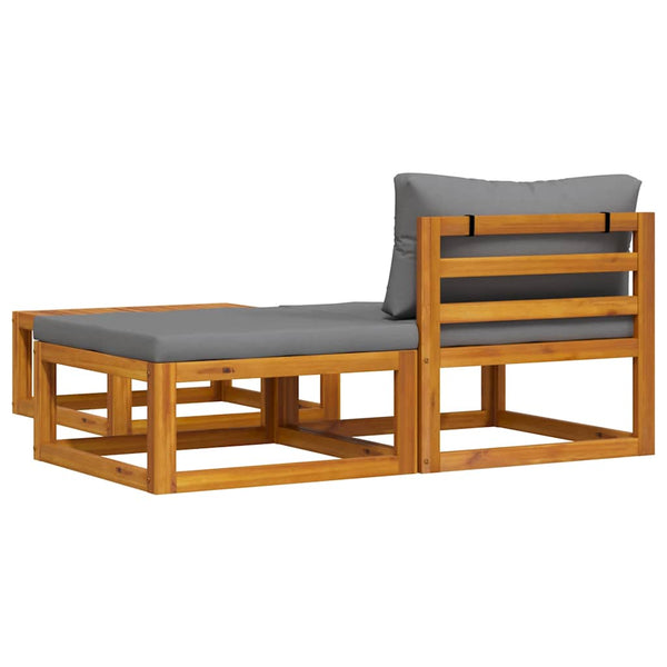 3-tlg. Garten-Lounge-Set mit Kissen Massivholz Akazie