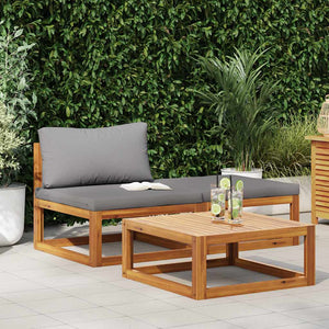 3-tlg. Garten-Lounge-Set mit Kissen Massivholz Akazie