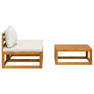 vidaXL 3-Piece Garden Lounge Set with Cream Cushions Solid Acacia Wood