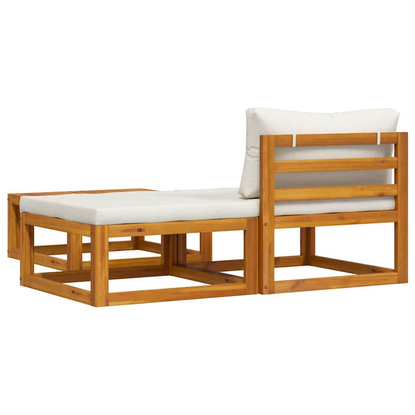 vidaXL 3-Piece Garden Lounge Set with Cream Cushions Solid Acacia Wood