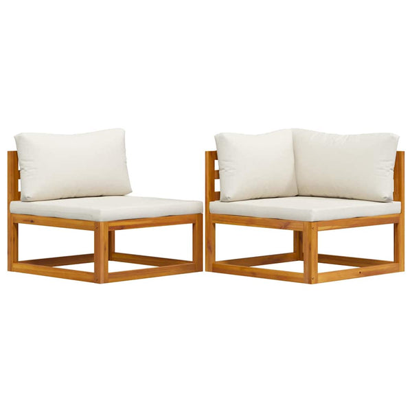 vidaXL 2-Piece Sofa Set with Cream White Cushions Solid Acacia Wood