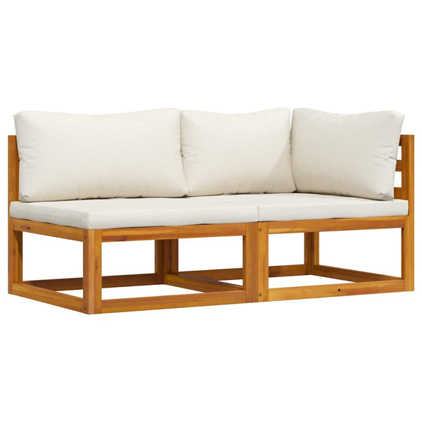 vidaXL 2-Piece Sofa Set with Cream White Cushions Solid Acacia Wood