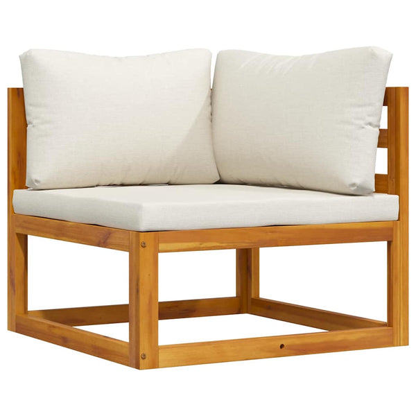 vidaXL 2-Piece Sofa Set with Cream White Cushions Solid Acacia Wood