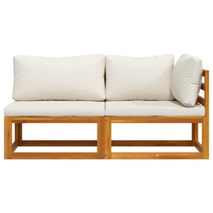 vidaXL 2-Piece Sofa Set with Cream White Cushions Solid Acacia Wood