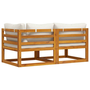 vidaXL 2-Piece Sofa Set with Cream White Cushions Solid Acacia Wood