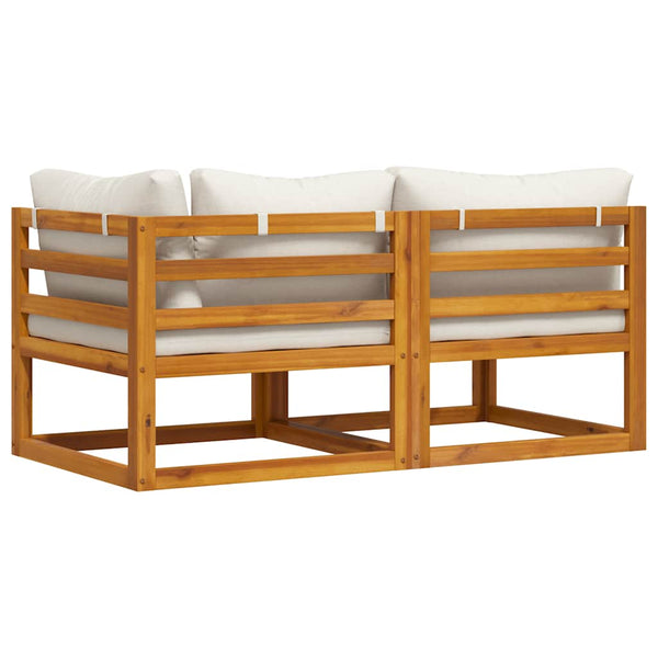 vidaXL 2-Piece Sofa Set with Cream White Cushions Solid Acacia Wood