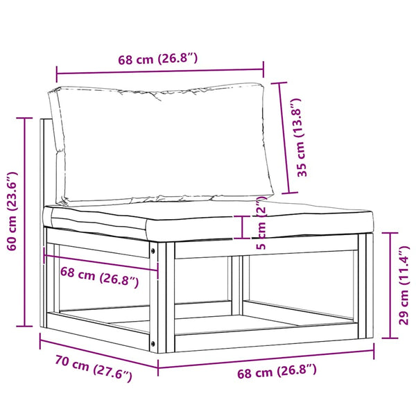 vidaXL 2-piece Garden Sofa Set with Cushions Solid Acacia Wood