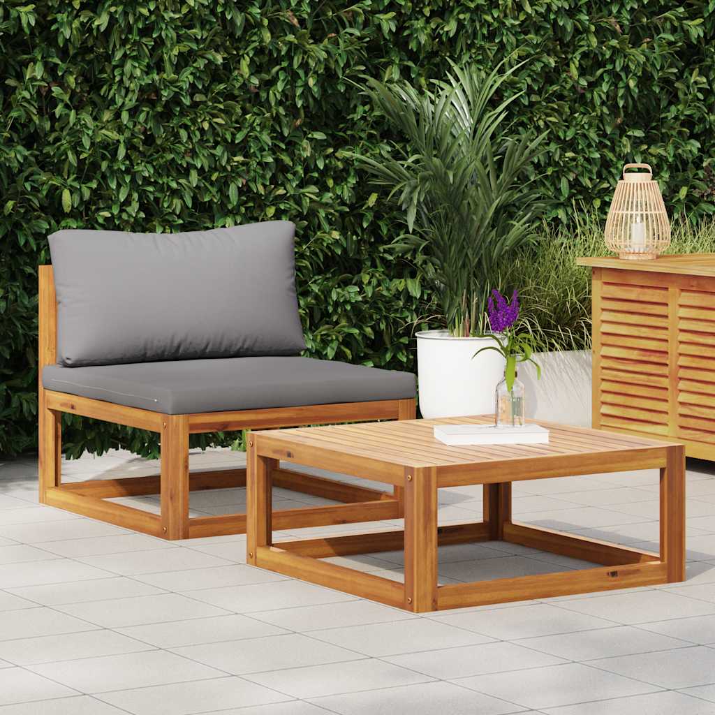 vidaXL 2-piece Garden Sofa Set with Cushions Solid Acacia Wood